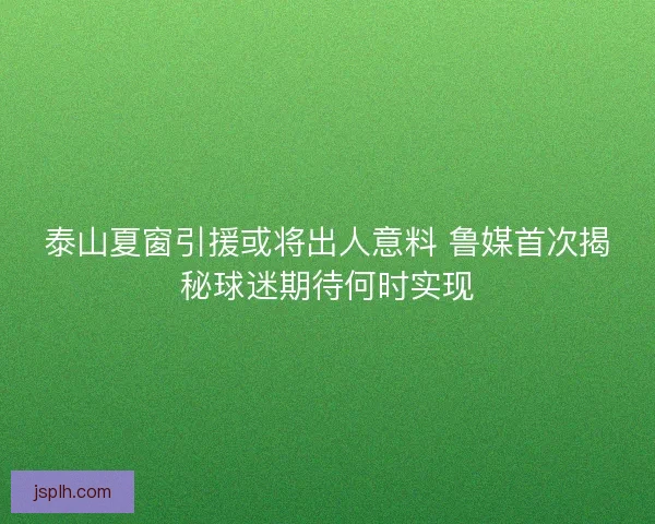 泰山夏窗引援或将出人意料 鲁媒首次揭秘球迷期待何时实现